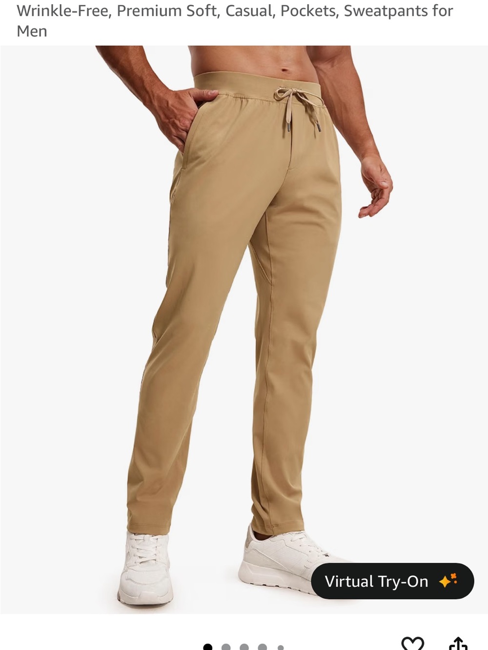 Amazon Men's Drawstring Joggers in Khaki